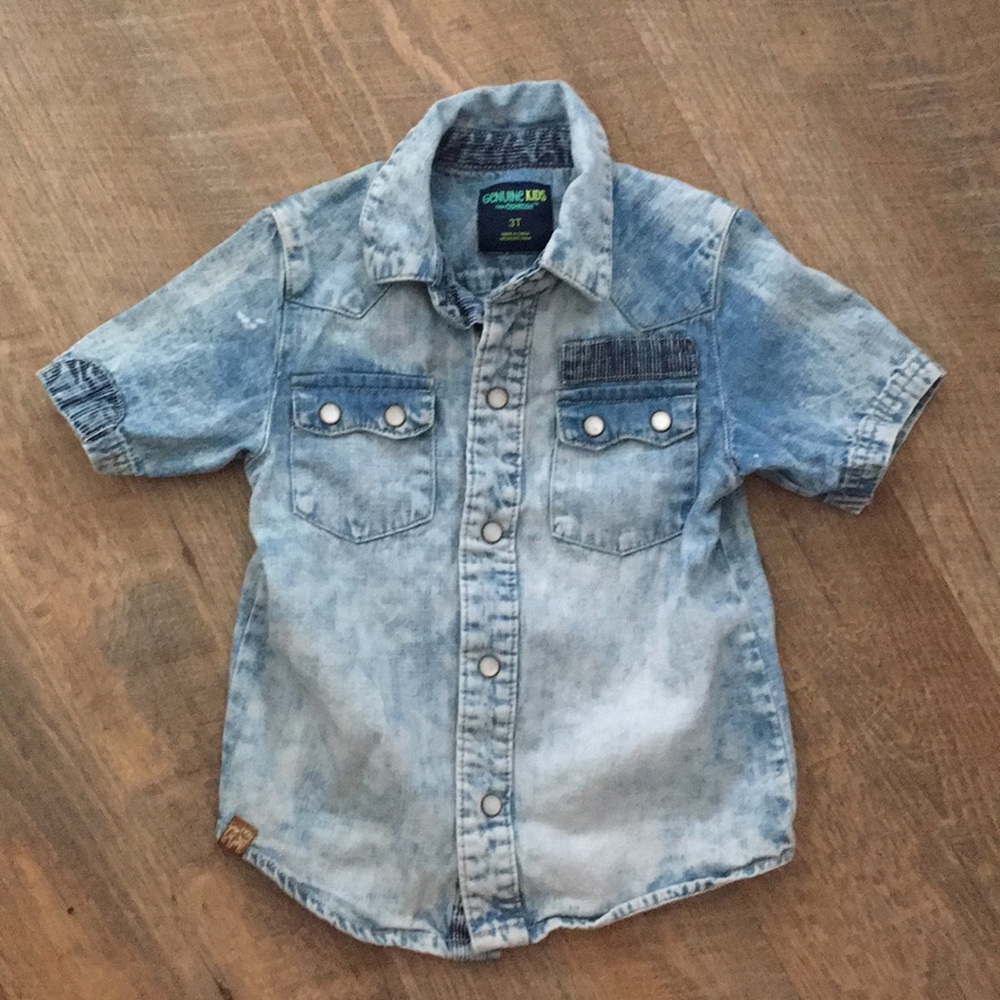 Oshkosh | Distressed Denim Button Down Shirt
